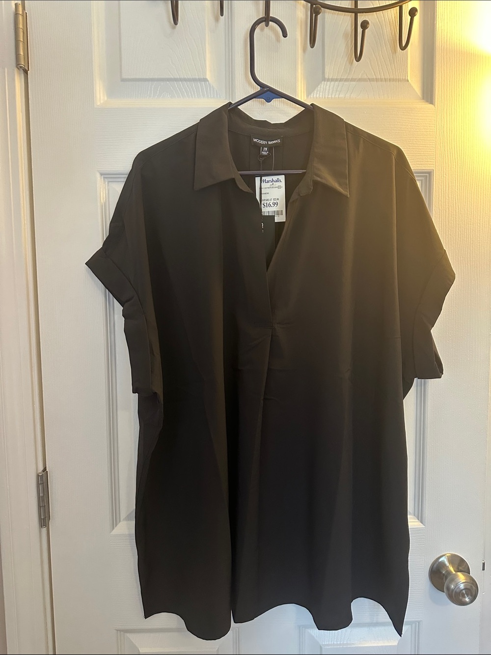 Modern Works Black Short-Sleeve V-Neck Blouse